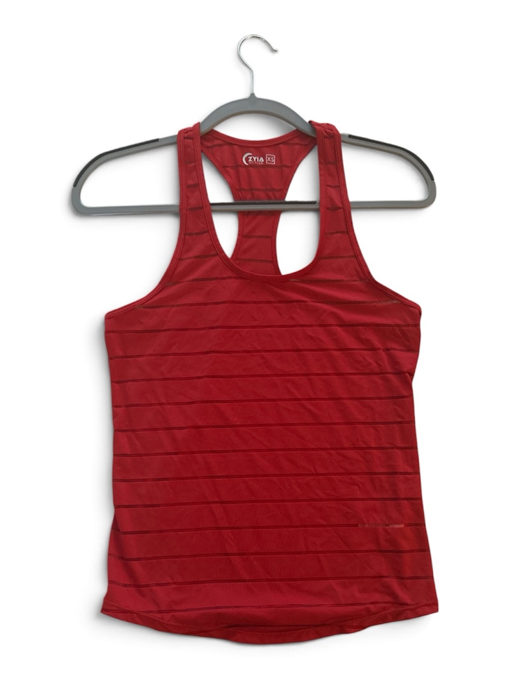 ZYIA Active Racerback Athletic Tank Sz XS Red w Red Sheer Stripe EUC
